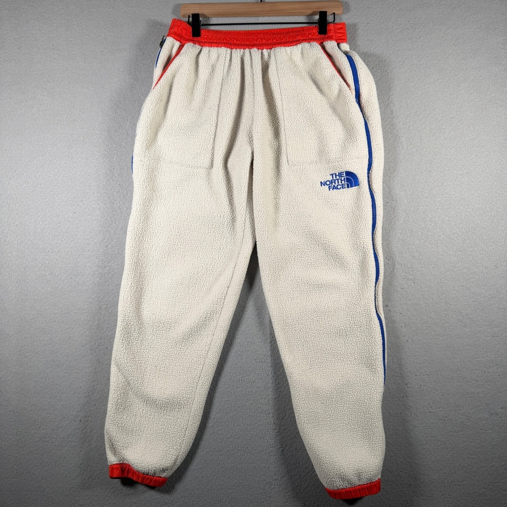 The North Face Mens Sherpa Fleece Jogger Pants Cream Red Blue NF0A5EIG Size M